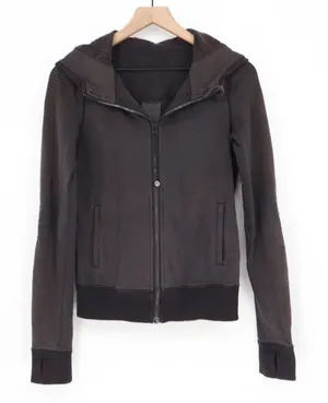 Lululemon Hoodie Womens S Scuba Full Zip Gray Black Micro Stripe Active thumbnail 1