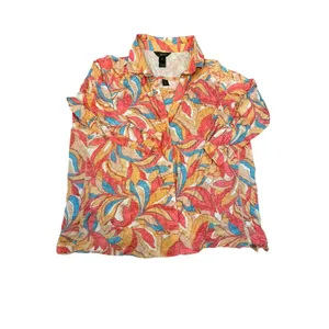 Ali Miles Size 2X Top Snap Up 2 Pc Tank Blouse Pink Crinkle Colorful Retro Mod thumbnail 12