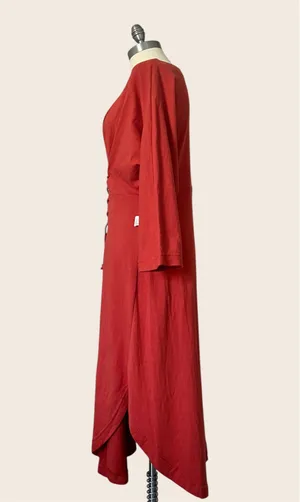 Free People Beach NWT Sz S Boho Lace-Up Midi Dress Terracotta Rust Cotton thumbnail 3