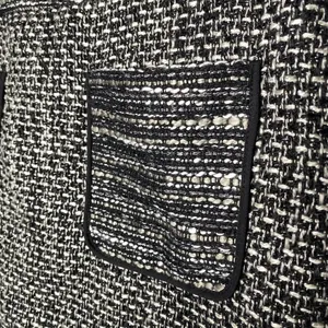 LOFT Petites Tweed Mini Skirt Double Front Patch Pockets Sparkly 8P Black White thumbnail 3