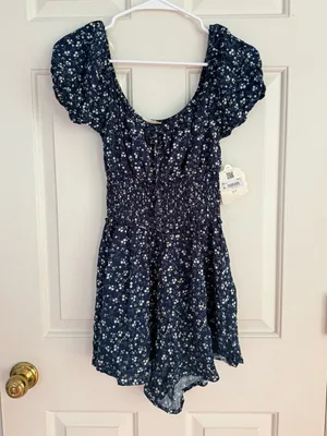 NWT Altar’d State Navy Floral Mini Dress thumbnail 2