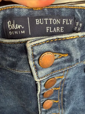 Boden Denim Button Fly Flare Denim Jeans Medium Wash High Rise Size 6 Regular thumbnail 4