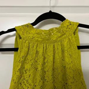 J. Crew Chartreuse Lace Halter Tie Neck Blouse Size S thumbnail 5