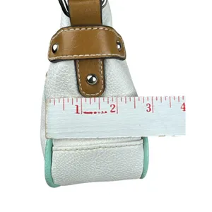 Rosetti Shoulder Bag White Tan Mint Green Vegan Leather Multi Pocket Purse thumbnail 7