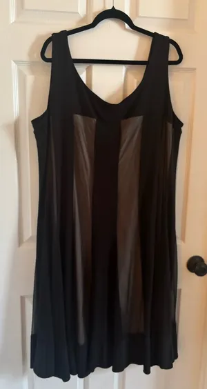 Dress Barn Black Sleeveless Sheer Panel A-Line Dress Size 20W thumbnail 1