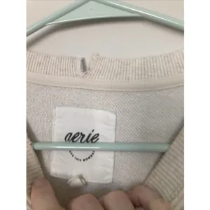Aerie Women’s Nude Cream Oversized Crewneck Sweatshirt Long Sleeve Size Small thumbnail 7