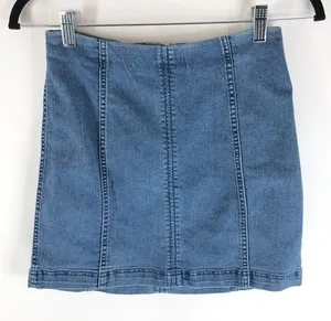 Free People Blue Medium Wash Modern Femme Denim Stretch Mini Jean Skirt Size 4 thumbnail 1