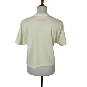 OneBrand Crop Top Medium Ivory Short‎ Sleeve Graphic Y2K Retro Tee thumbnail 3