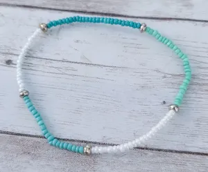 Green/Teal Tones Thin and Dainty Stretch Bracelet thumbnail 1