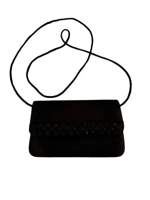 Sasha Satin Beaded Evening Bag Clutch or Shoulder Bag Convertible Black thumbnail 2