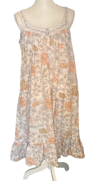 la cera Peach Floral Tiered Cream Nightgown thumbnail 1