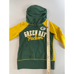 NFL Team Apparel Lightweight Hooded Long Sleeve Top Green Yellow Womens Size M thumbnail 3