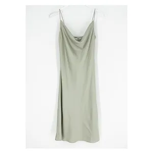 J.ING Women's Satin Draped Neck Midi‎ Slip Dress Size S Pistachio Green thumbnail 2