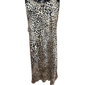 ASTR NWT The Label Leopard Print Lace Trim Midi Slip Dress Satin Size Medium thumbnail 4