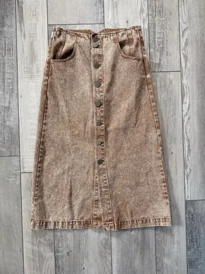 NWT SoMe Neutral 90s Button Front Washed Cotton Midi Denim Skirt size small thumbnail 7