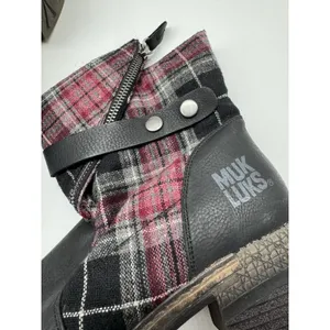 Muk Luk Plaid Flannel Zip Ankle Boots Women’s Size 7 thumbnail 7