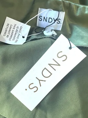 SNDYS Angelina Neck Tie Maxi Dress in Olive XXSmall as-is Womens Satin Long Gown thumbnail 9