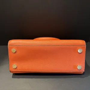 Michael Kors Selma Medium Saffiano Leather Satchel Bag Orange Gold Hardware thumbnail 8