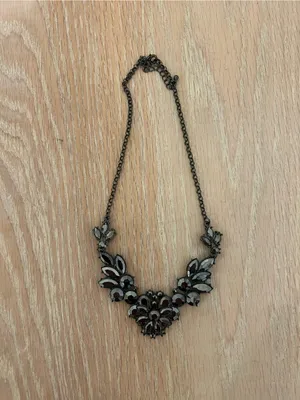 Gunmetal Floral Crystal Bib Necklace - Women Jewelry thumbnail 2