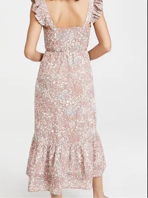 CLEOBELLA‎ Sophia Midi Dress in Marled Print Pink Flutter Sleeves Button Front S thumbnail 2