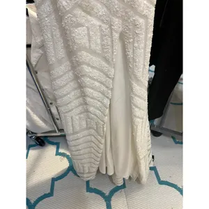 Jovani White Sequin‎ Geometric Chevron Strapless Formal Gown Sweetheart Slit 00 thumbnail 8