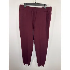 Quince Burgundy 100% Mongolian Cashmere Jogger Sweatpants Women Medium NWT thumbnail 2
