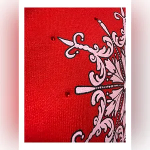PFI Fashions Red Snowflake Sweatshirt – XL Vintage Holiday Embellished Pullover thumbnail 4