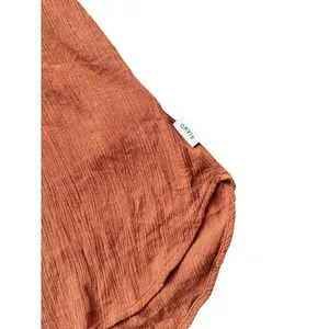 Orvis Women's‎ Large Burnt Orange Rust Woven Crinkle Crape Button Front Blouse thumbnail 2