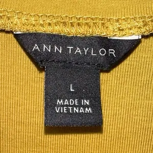 Ann‎ Taylor Mustard Square Neck Long Sleeve Top Large Minimalist Career Blouse thumbnail 3