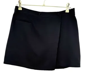 New Boohoo Wrap Tailored Womens Mini Skirt Size 8 Black Minimalist Preppy Chic thumbnail 1