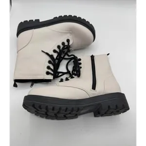 UNR8ED Combat Boots Side Zip Lug Sole Women's 8W Cream Military Platform Grunge thumbnail 5
