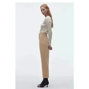 ZARA High Waisted High Rise Viscose Blend Taupe Beige Women’s Pants SZ S #2013 thumbnail 3