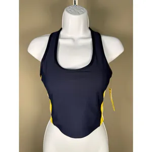 Aqua Athletic XS Navy‎ Yellow Racerback Crop Tank Y2K Sporty Activewear NWT thumbnail 2
