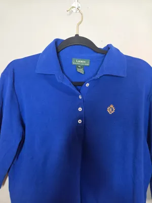 Lauren Ralph Lauren Womens Size XL Royal Blue 3/4 Sleeve Polo Shirt thumbnail 2
