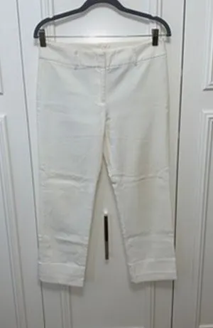 Express Women's Cropped Stretch Pants White Size 5/6‎ Casual Chic thumbnail 1