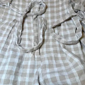 Zara Womens Size Large Beige Gingham Paperbag Waist Linen Blend Shorts Tie Belt thumbnail 7