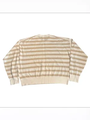Madewell Crewneck Sweater in Cashmere ivory & biscuit stripe NY916 Size XL NWT thumbnail 3
