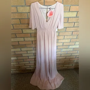 Show Me Your Mumu Emily Empire Maxi Dress Dusty Blush Crisp Size XS NWT NEW thumbnail 4