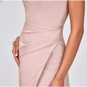 ✨Azazie Eilish Stretch Dusty Rose A-Line Pleated Stretch Chiffon Sz A2 Dress✨ thumbnail 4