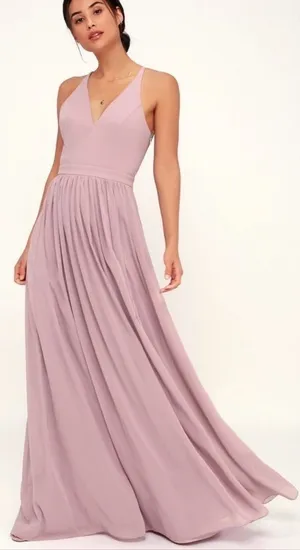 Lulus Love Spell Lace-Back Maxi‎ Dress in Dusty Lavender Size Medium thumbnail 1