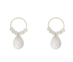 Women's Clear Crystal Teardrop Dangle Drop Hoop Earrings thumbnail 4