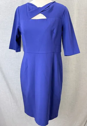 Trina Turk Romanova Cobalt Blue Cutout Sheath Dress‎ Size 14 Office Wear thumbnail 1