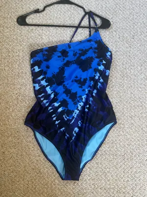 Aerie One Shoulder Blue Full Coverage swimsuit size medium thumbnail 2