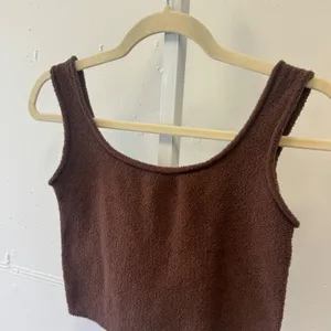 NWT Monki C Say Knit Top Dark Brown Boucle Knit Sleeveless Crop Tank Small thumbnail 3