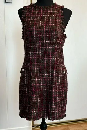 Majorelle Brown and Pink Vintage Sleeveless Tweed Dress thumbnail 1