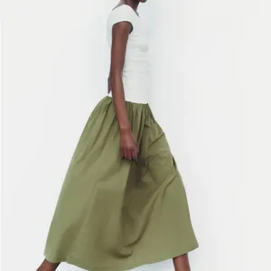 Zara White and Olive‎ Green Off-Shoulder Midi Dress thumbnail 6