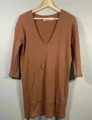 FREE PEOPLE Beach‎ Phoenix Ribbed Mini Dress Size S Small Brown Coverup Vacation thumbnail 1