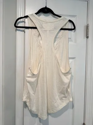 NWOT Free People We The Free Size M Cream Crochet Trim Racerback Layer Tank Top thumbnail 6