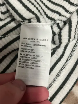 American Eagle White and Green Striped Tank Top thumbnail 5