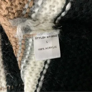 Lumiere Large Boho Chunky Knit‎ Striped Bell Sleeve Sweater Oversized Cozy Top thumbnail 6